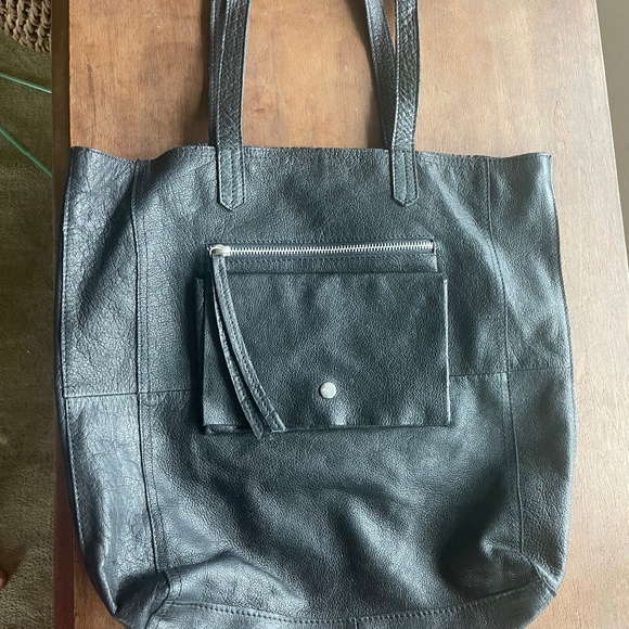 Anthropologie Handbags - Anthropologie Black Leather Tote Satchel